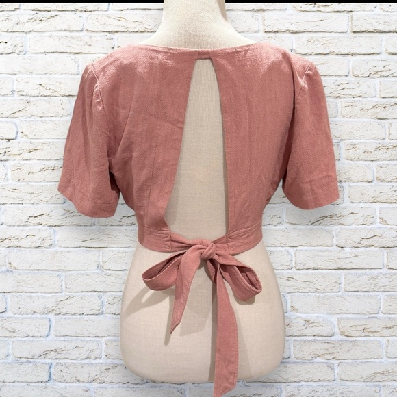 TOPSHOP Wrap Crop Top in Dusty Rose Size 6 - Picture 5 of 7